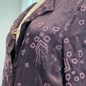 Amazing Vintage Designer GHOST London Plum Embroidered Silky Jacket